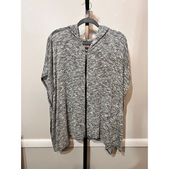 Harley Davidson Sweaters - Harley Davidson Full Zip Sweater Hooded Side Slit Knit Light Gray Womens Medium